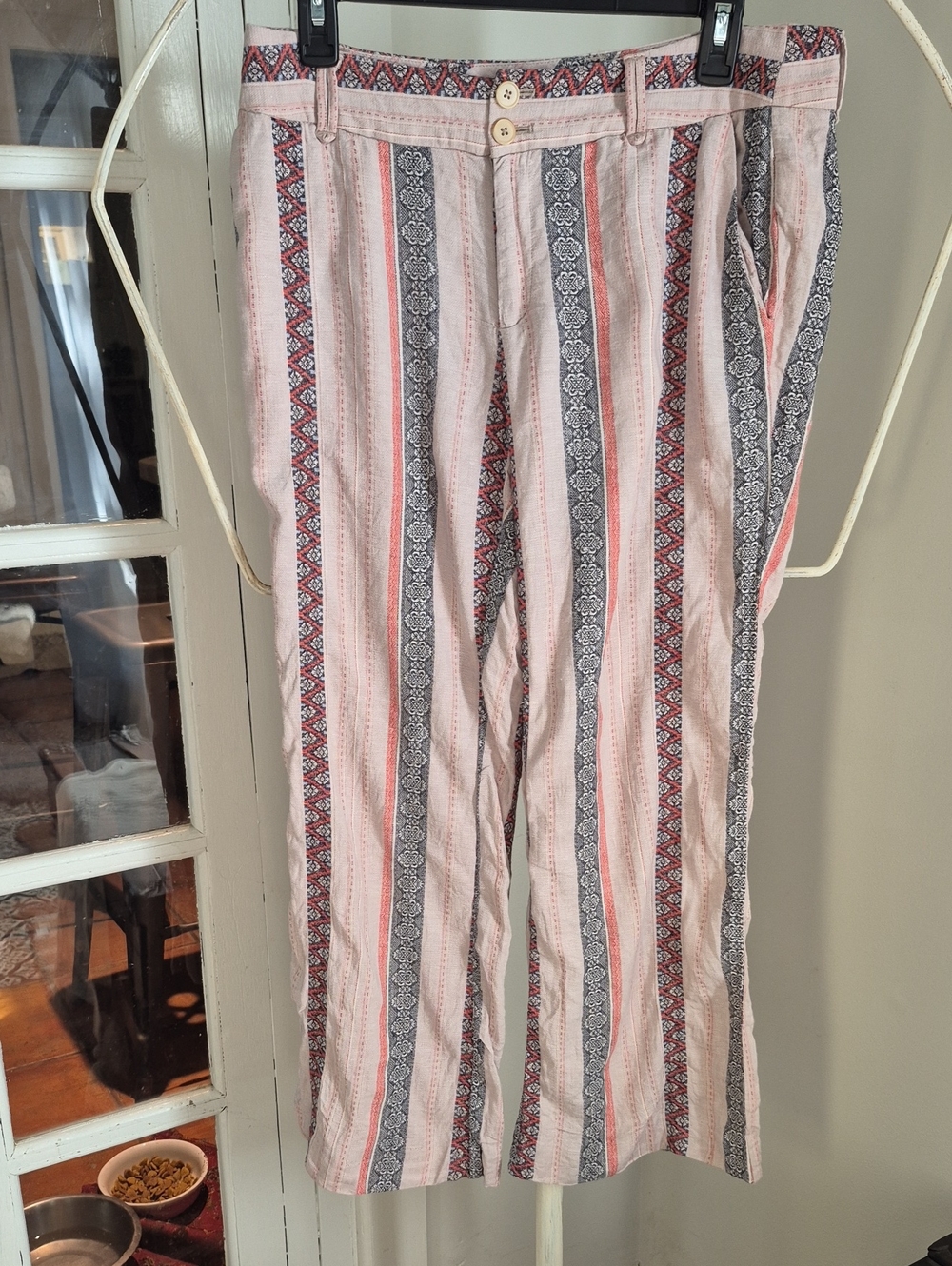 elevenses Red , Black & Cream Striped Wide-Leg Pants